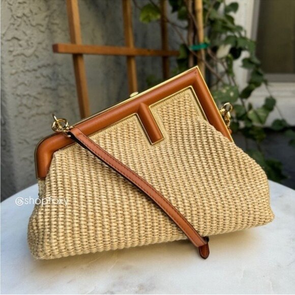 Fendi First Clutch Straw Raffia Shoulder Bag - Picture 1 of 16